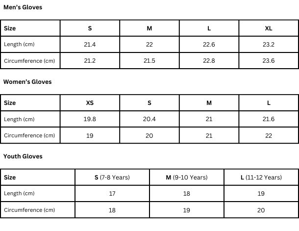 2025 Sweet Glove Sizing